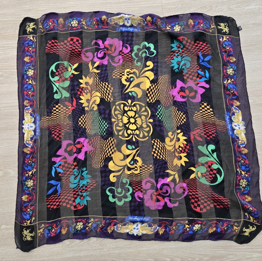 Pangborn Design‎ Ltd silk colorful scarf 34 x 34